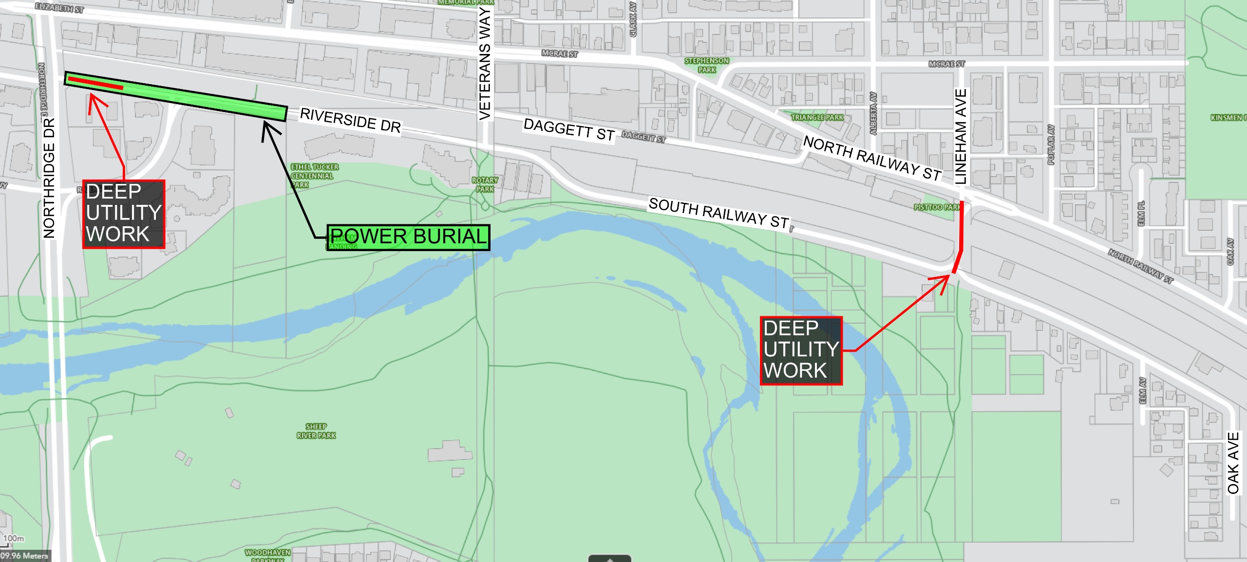 River's Edge 2025 construction area map